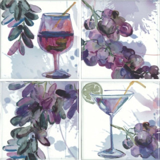Absolut Keramika Milano Set Acuarela Vino А (4pzs) 10х10