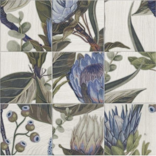 Mainzu Murales Decor Mural Blu Leaves 20x20