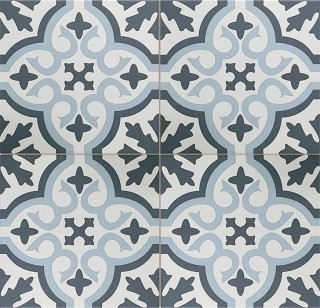 Etili Seramik Venice Sky Blue Black Pre-Cut 45x45