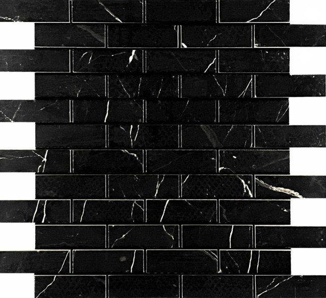 Velsaa Estrada Nero (2,3x7) Brick Bone 32.1x29.9