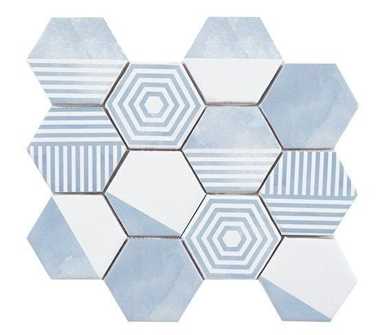 Cevica Panal Malla Hexagono Mix Azul 23,2х26,4