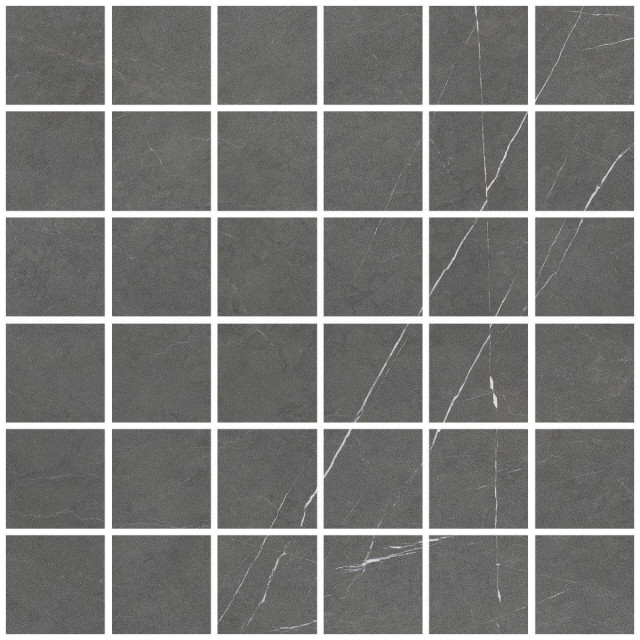 Living Ceramics Allure Mosaic 55 Anthracite Soft 30x30