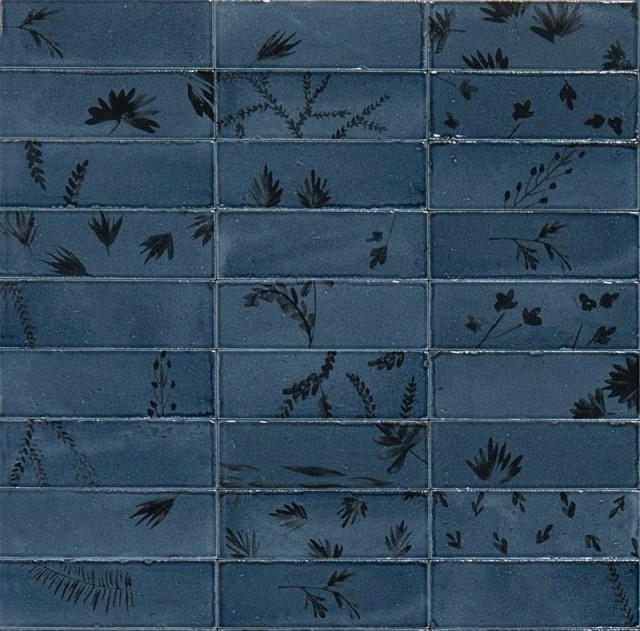 Marazzi Italy Rice Decoro Leaf Blu 5x15