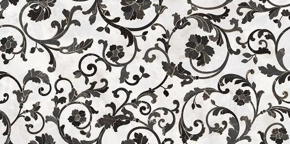 Versace Emote Decoro Floreal Bianco/Nero 39x78