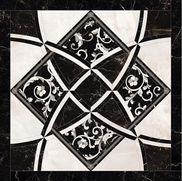 Versace Emote Fondo Intarsio Bianco/Nero 78x78