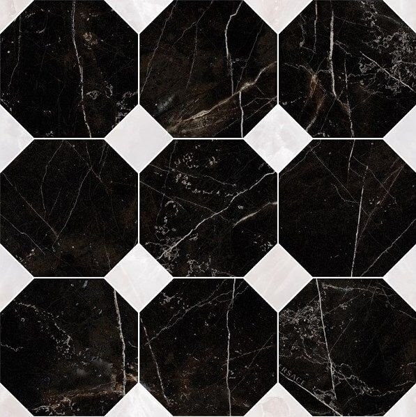 Versace / Gardenia Emote Mos. Ottagono Nero Amasanta 39×39