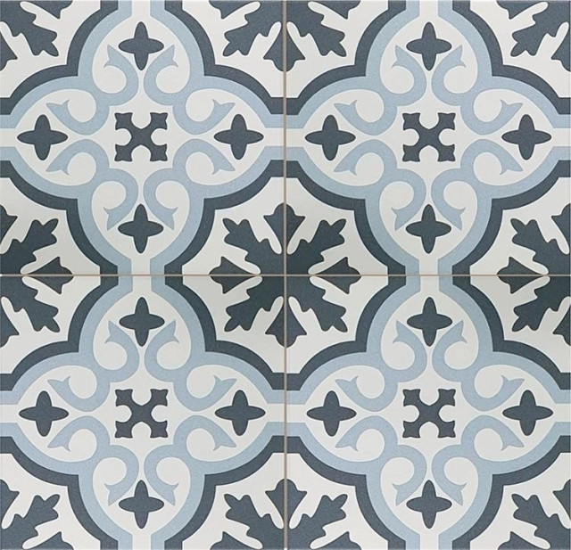 Etili Seramik Venice Sky Blue Black Pre-Cut 45x45